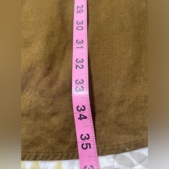 Madewell Womens Smocked Neck Linen Olive Green Puff-Sleeve Mini Dress Sz S - Picture 10 of 13